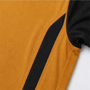 T-shirt à manches raglan pour homme, orange et noir, à blocs de couleur, séchage rapide, coupe classique, décontracté, col rond, tricoté, logo satiné sur le devant avec motif - Product Image 5