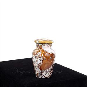 Handmade <b>Ceramic</b> Pet Urn Teardrop Shape Airtight For <b>Dogs</b> Brown White Marbled Design - Product Image 6