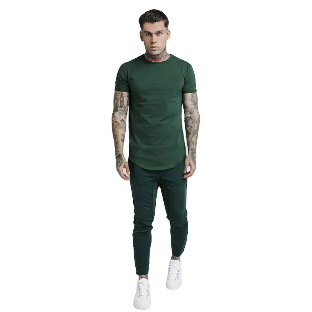 일반 진한 녹색 사용자 정의 색상 고품질 라운드 넥 풀오버 t 셔츠