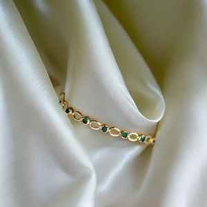 Dainty Emerald Luxury Tennis <b>Bracelet</b> May Birthstone <b>Gemstone</b> Jewelry 925 Sterling Silver 14K Gold Plated IGI Certified Gift Mom - Product Image 2