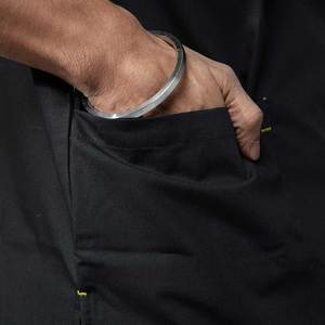 Ensemble de blouses médicales noires et jaunes pour hommes, en polyester tissé, uniforme d'hôpital avec pantalon inclus - Product Image 6