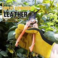 Gants de travail de jardin en cuir jaune, résistants aux coupures, ambidextres, avec manchette à enfiler, équipement de protection