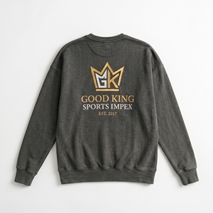เสื้อสเวตเชิ้ตคอกลมทรงโอเวอร์ไซส์สำหรับผู้ชาย ล้างสีแบบแอซิดวอช ปักโลโก้ตามสั่ง ผ้าคอตตอนหนานุ่ม สไตล์สตรีทแวร์ - Product Image 2