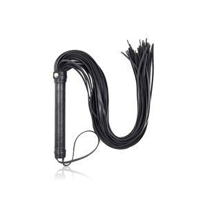 Fouet en cuir avec bandes et poignée en métal - Product Image 1