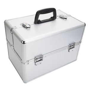 Boîte de rangement portable en aluminium blanc pour maquillage avec clés, organiseur de maquillage - Product Image 3