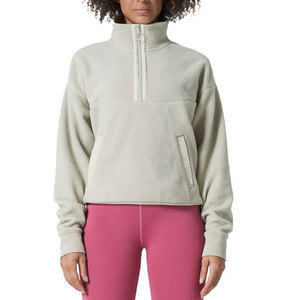 Sweat-shirt léger en polaire Sherpa pour femme, col montant, logo sur le devant, respirant, écologique, vêtement d'hiver, tissu doux - Product Image 1