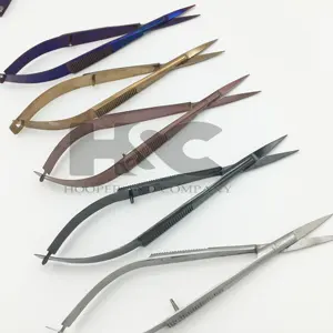 Scissors Solid Spring Scissors Stainless Steel Titanium Color Coating Hand Made Scissor Sustainable Custom Logo Accept