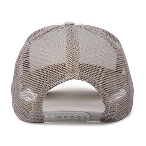 White Mesh Trucker <b>Hat</b> 6-Panel Adjustable Unisex Casual <b>Cap</b> with Embroidery Gray Brim Breathable Outdoor Adult Size - Product Image 2