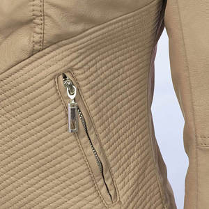 Chaquetas de Mujer para Primavera/Verano, Chaqueta de Cuero Borgoña con Cierre y Solapa, Manga Larga, Estilo Urbano - Product Image 6