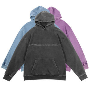 Sweat à capuche personnalisé haute rue hip-hop lavé à l'acide de haute qualité 100% coton pull ample de fleurs frites lavage vieux sweats à capuche vintage - Product Image 3