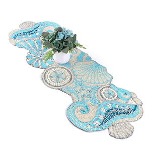 Christmas Decorative and Leaves Design Beaded <b>Runner</b> Placemat <b>Dining</b> <b>Table</b> Fancy Mat Handmade Decorative <b>Runners</b> for Wedding - Product Image 1