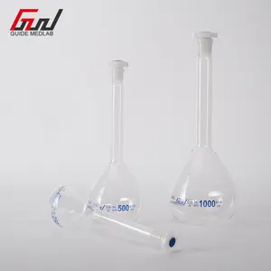 50ml 100mL 250ml 500ml Uso químico de laboratorio Frasco de ebullición de fondo redondo transparente Frasco volumétrico de 2000 ml