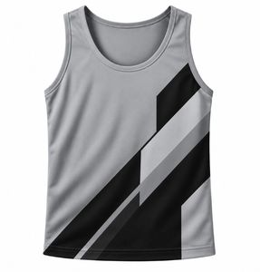 Débardeur sans manches col rond pour homme, écologique, avec logo frontal, séchage rapide, sportif, rouge et noir, en coton et fibre de bambou tricoté - Product Image 2