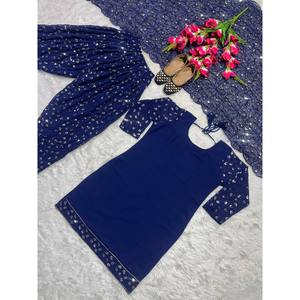 Conjunto de Fiesta para Mujer de Diseño, Elegante Top Patiala Salwar y Dupatta - Product Image 4