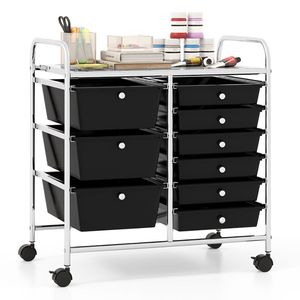 Carrello Portaoggetti a 9 Cassetti con Cassetti Colorati e Struttura in Metallo per Organizzazione e Uso in Ufficio e Casa - Product Image 3