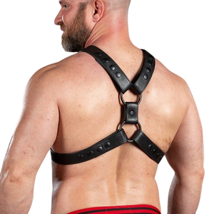 <b>Mens</b> Black Leather Chest <b>Harness</b> With O-Ring Adjustable Straps BDSM Bondage Gear - Product Image 2