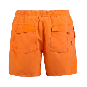 Traje de Baño para Hombre, Color Naranja Sólido, Secado Rápido, 100% Poliéster, Cintura con Cordón Ajustable, Corte Medio, Tejido - Product Image 2