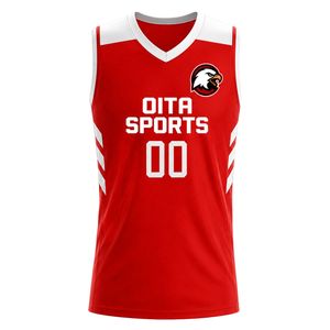 <b>Red</b> White Basketball Set for Men Sleeveless Jersey and Shorts Uniform Lightweight Breathable Team Training Competition Wear - Product Image 2