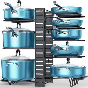 Organizzatore per Pentole e Padelle a 8 Livelli, Alto 42,2 cm, con 3 Metodi di Montaggio Fai-da-Te, Personalizzabile - Product Image 1