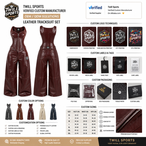 จั๊มสูทหนัง PU สีน้ำตาลสำหรับผู้หญิง แบรนด์ Twill Sports แขนยาว ปิดด้วยเชือกผูก ขากว้าง ยาวเต็มตัว ระบายอากาศได้ดี เหมาะสำหรับฤดูหนาว ดีไซน์ 2 in 1 - Product Image 6