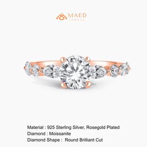 Bague de luxe en moissanite taille brillant plaquée or rose pour femme – Bijou élégant pour fiançailles, mariage, anniversaire et soirée - Product Image 6