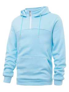 Sudadera con capucha de media cremallera para hombre, corte holgado, estilo casual urbano, ropa de EE. UU. - Product Image 2