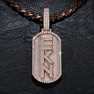 Rose Gold Plated 925 Silver Moissanite Pendant Necklace <b>Dog</b> Charm Rhinestone Letter Medallion Party Jewelry Gift - Product Image 3