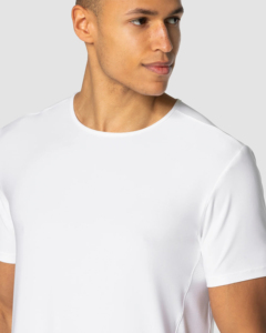 T-shirt blanc à col rond pour homme, coupe classique, style streetwear, 100 % coton respirant, anti-boulochage, manches raglan, vêtements de sport, ODM - Product Image 3