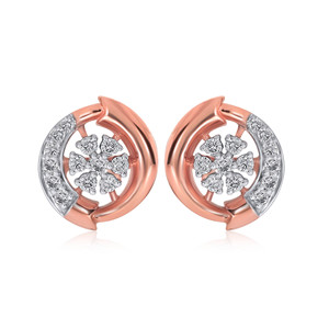 Boucles d'oreilles clous en or rose 18 carats avec diamants de laboratoire taille brillant rond, bijoux classiques pour femme à porter au quotidien - Product Image 1