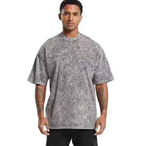 T-shirt Homme Délavé à l'Acide, Col Rond, 100% Coton, Grammage Lourd, Streetwear, Teint Uni, Respirant, Coupe Droite Décontractée, Faible MOQ, Vente en Gros - Product Image 1
