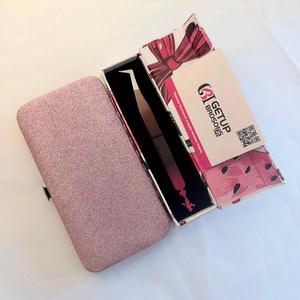 GETUP BROSONS IMPEX Eyelash Tweezers Stainless Steel Smooth Tip Precision <b>Glitter</b> Case Packaging <b>Red</b> Brown Coating Model - Product Image 2