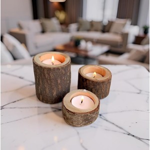Supports de bougies chauffe-plat en bois très demandés, forme cylindrique, faits à la main, écologiques, décoration d'intérieur - Product Image 4