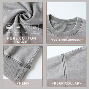 Sweat-shirts imprimés pour hommes en coton French Terry 100% délavé à l'acide, style vintage, col rond, effet usé - Product Image 3