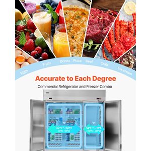 Attrezzatura di Refrigerazione per Cucine Commerciali, Frigorifero/Congelatore Verticale in Acciaio Inox da 72 Pollici di Larghezza, 51 Piedi Cubi, Tre Porte con Sistema Auto-Defrost - Product Image 2