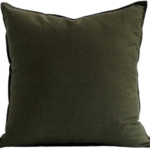 Housses de coussin en coton solide vert 100% tissu Surface douce Texture lavable sensation réutilisable chambre confort utilisation élégante - Product Image 3