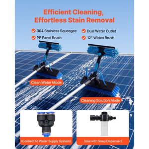 Kit de perche télescopique en aluminium extensible de 24 pieds avec brosse de nettoyage et distributeur de savon pour machine de nettoyage de panneaux solaires - Product Image 2