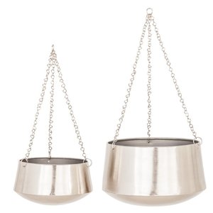 Jardinière suspendue contemporaine en métal avec un artisanat floral de qualité supérieure pour la décoration intérieure et extérieure - Product Image 3