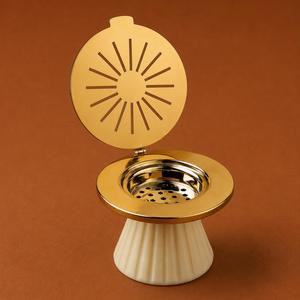 Brûleur d'encens Bakhoor de qualité supérieure avec dessus en acier inoxydable et base en résine, brûleur de parfum arabe fait à la main pour la décoration de la maison, aromathérapie - Product Image 3
