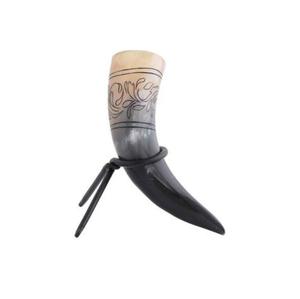 Cuerno para beber hecho a mano con soporte decorativo para bar en casa, cocina y decoración rústica. - Product Image 2