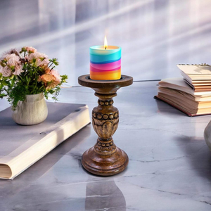 Porte-bougie en bois naturel poli, écologique, classique, vintage, personnalisable, décoration d'intérieur, mariage, fête, table, Noël - Product Image 2