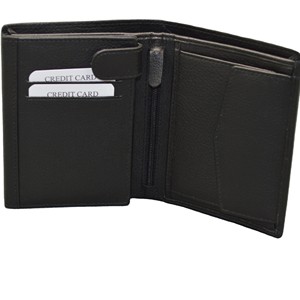 Men's Genuine Leather Slim <b>Trifold</b> <b>Wallet</b> Open Closure Black Fashion Minimalist Design Daily Use Polyester RFID Protection - Product Image 3