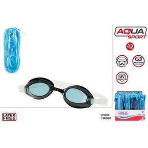 Occhialini da nuoto Aqua Sport blu antiappannamento con protezione UV senza lattice per adulti - Product Image 1
