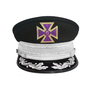 Gorra de fatiga Premium de los Antiguos Caballeros Templarios con Cruz Púrpura, Trenza Grande, Detalles Dorados y Plateados, y Bordado Negro - Product Image 1