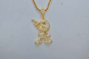 Collier Pendentif Personnalisé Lettre Hip Hop Design Géométrique Plaqué Or 14K Zircon Sertis de Pierres avec Chaîne Corde Mignon pour Unisexe - Product Image 2