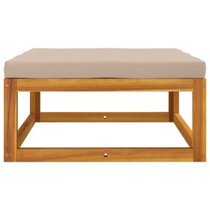 Repose-pieds de jardin standard 100% polyester en bois d'acacia massif couleur taupe, mobilier de patio - Product Image 4