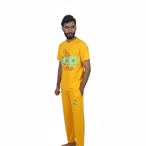 Conjuntos de camiseta y pantalón de verano para hombre, talla grande, térmicos, transpirables, de color sólido, 100% algodón, venta al por mayor. - Product Image 3