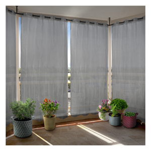 Cortinas para Exteriores Resistentes al Agua en Gris Claro, Hechas con Tela de Poliéster Teñida en Solución, para Balcón y Patio - Product Image 1