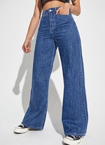 Jeans de Mezclilla Rectos de Corte Regular para Mujer, Personalizados al por Mayor, Estilo Vintage, Casuales, Ecológicos, Transpirables, Otoño Invierno - Product Image 4