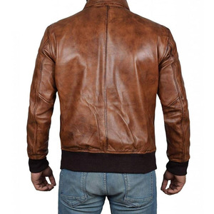 Low MOQ High Quality 100% Genuine <b>Leather</b> <b>Jacket</b> Custom Fashion Men Black Solid Breathable Vintage Style Autumn - Product Image 4