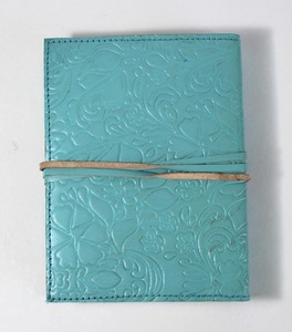 Carnet en papier de coton recyclé fait main avec couverture gaufrée authentique, couleur bleu ciel, journal en cuir de chèvre TC, fournitures de bureau - Product Image 5